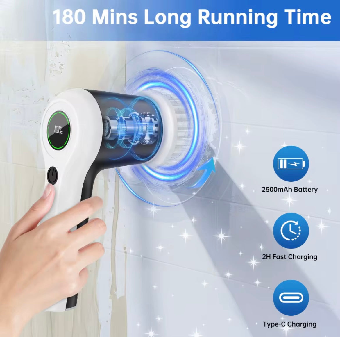 Electric Spin Scrubber Bathroom Scrubbing Cleaning
Brush Handheld Spinner Scrub Rechargeable
Electric Spin Scrubber